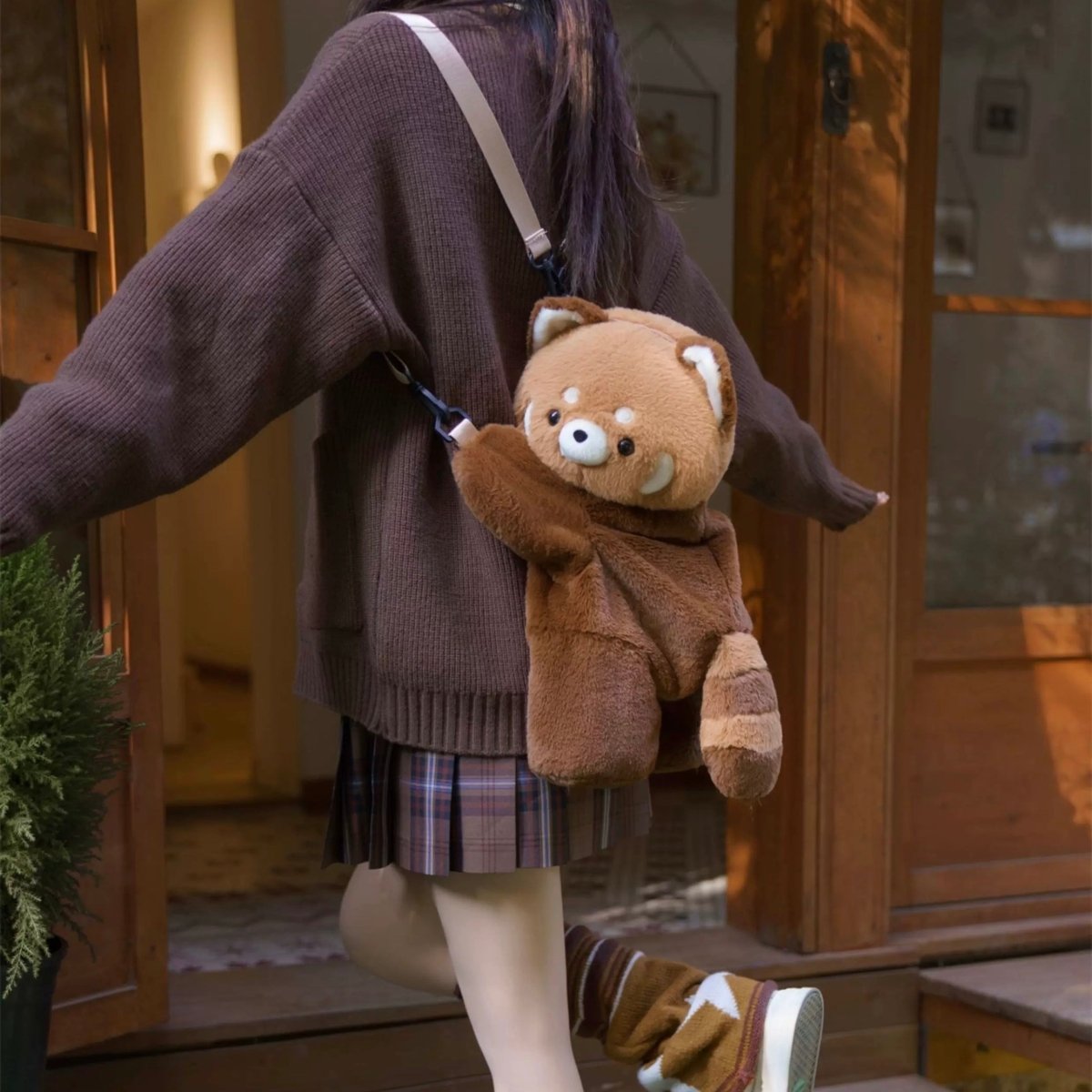 Cute Plush Raccoon Panda Crossbody Bag Backpack - ArtGalleryZen