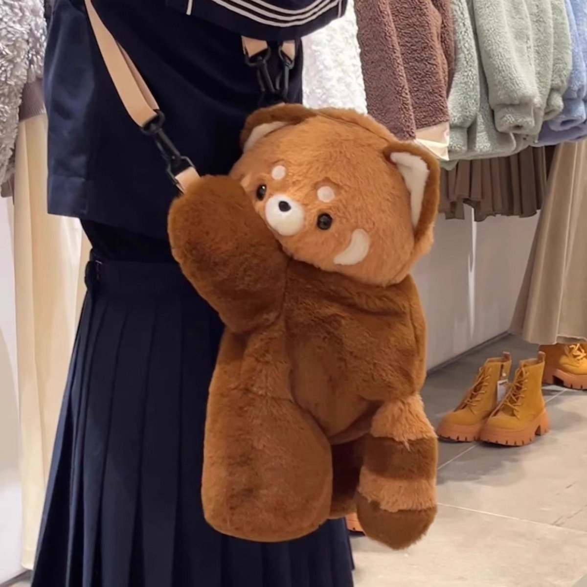 Cute Plush Raccoon Panda Crossbody Bag Backpack - ArtGalleryZen