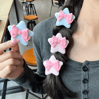 Thumbnail for Cute Plush Star Bowknot Hair Clip Set - ArtGalleryZen