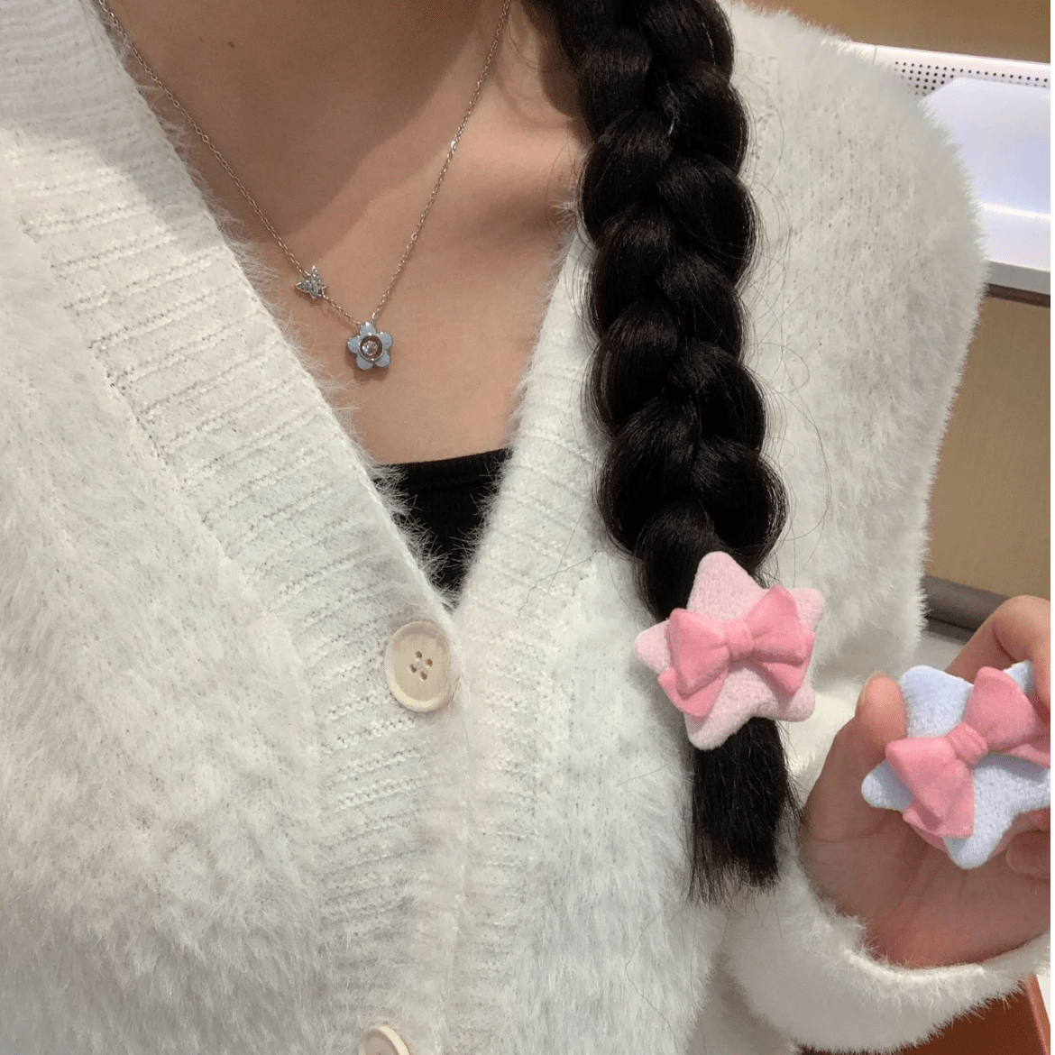 Cute Plush Star Bowknot Hair Clip Set - ArtGalleryZen
