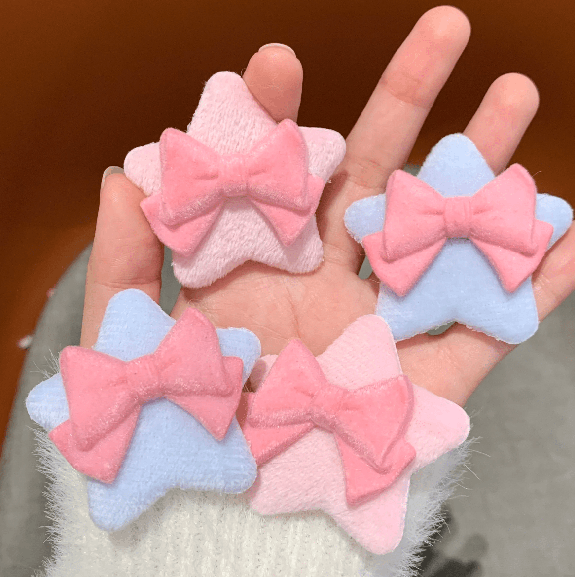 Cute Plush Star Bowknot Hair Clip Set - ArtGalleryZen