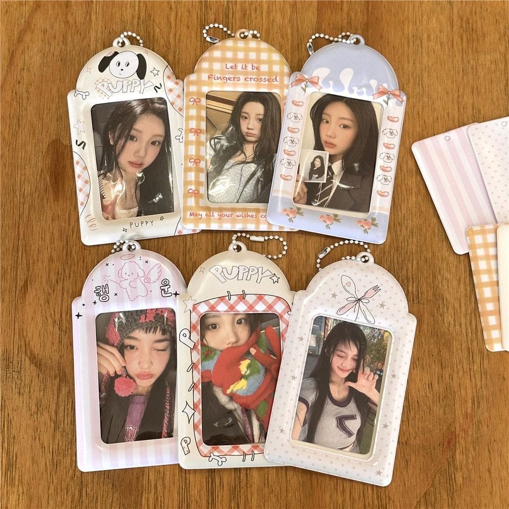 Cute Puppy Angel Bowknot Kpop Keychain Photocard Holder - ArtGalleryZen