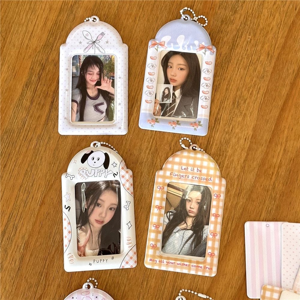 Cute Puppy Angel Bowknot Kpop Keychain Photocard Holder - ArtGalleryZen