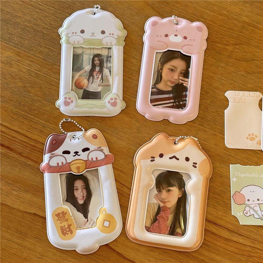 Cute Puppy Cat Bear Hamster Kpop Keychain Photocard Holder - ArtGalleryZen