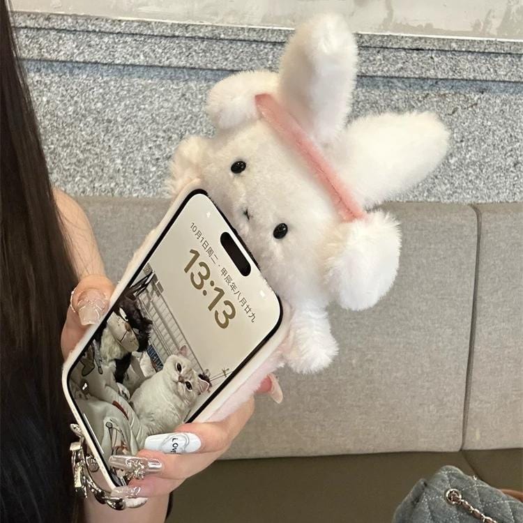 Cute Rabbit Plush Furry iPhone Case - ArtGalleryZen