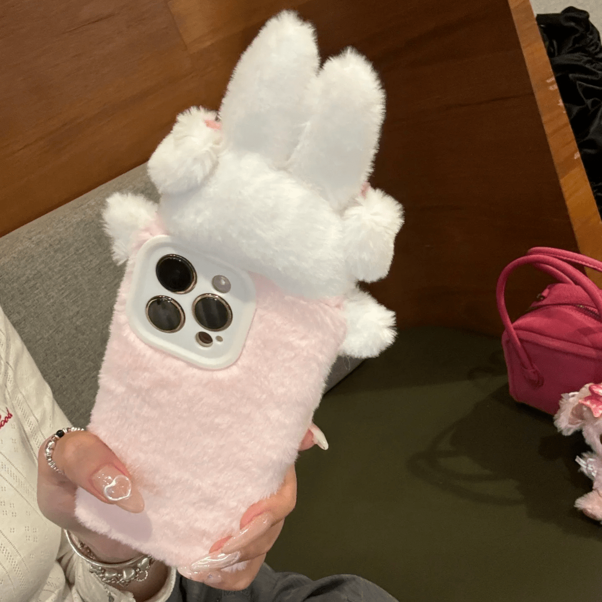 Cute Rabbit Plush Furry iPhone Case - ArtGalleryZen