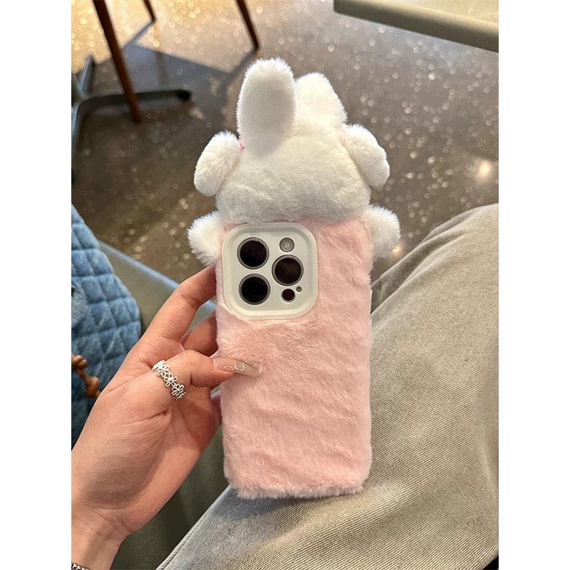 Cute Rabbit Plush Furry iPhone Case - ArtGalleryZen