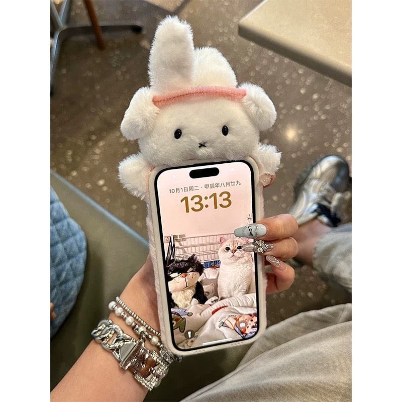 Cute Rabbit Plush Furry iPhone Case