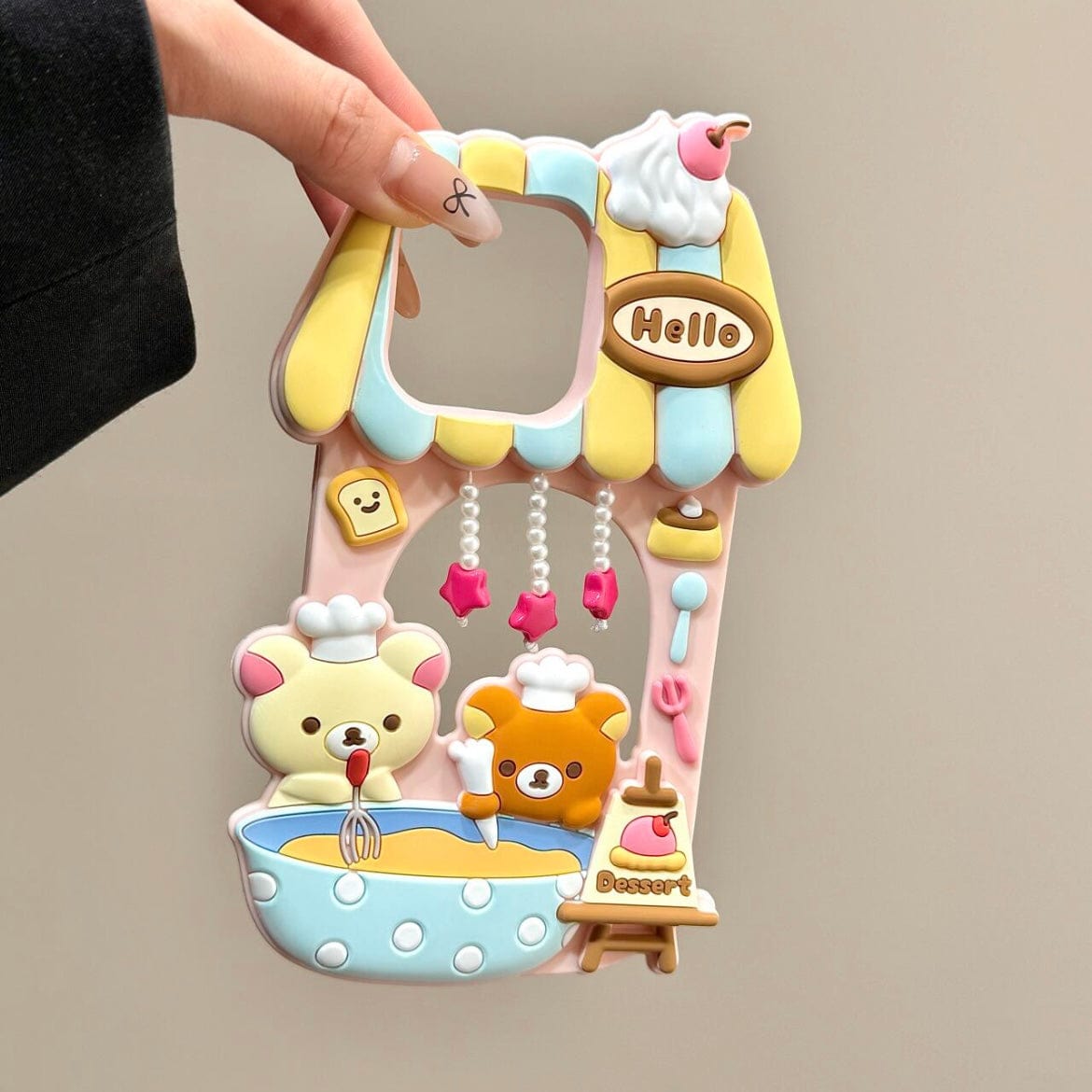 Cute Rilakkuma Dessert House Hollow iPhone Case - ArtGalleryZen