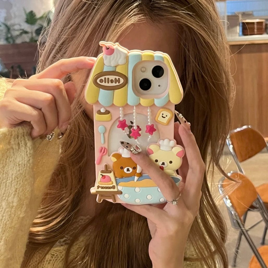 Cute Rilakkuma Dessert House Hollow iPhone Case - ArtGalleryZen