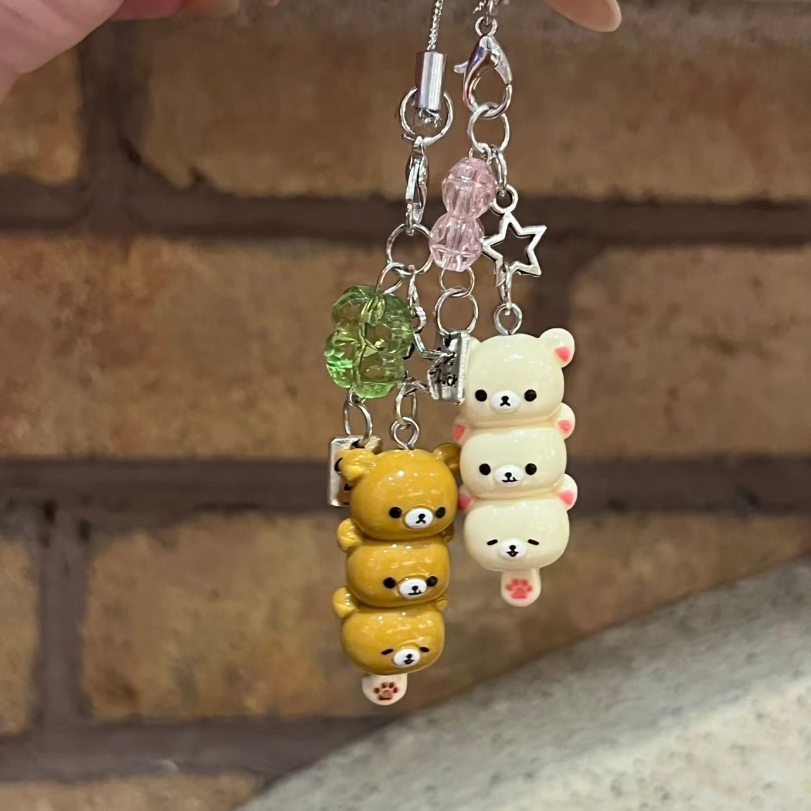 Cute Rilakkuma Lucky Clover Keychain Phone Strap - ArtGalleryZen