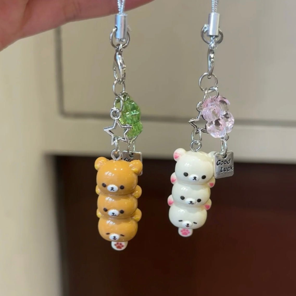 Cute Rilakkuma Lucky Clover Keychain Phone Strap - ArtGalleryZen