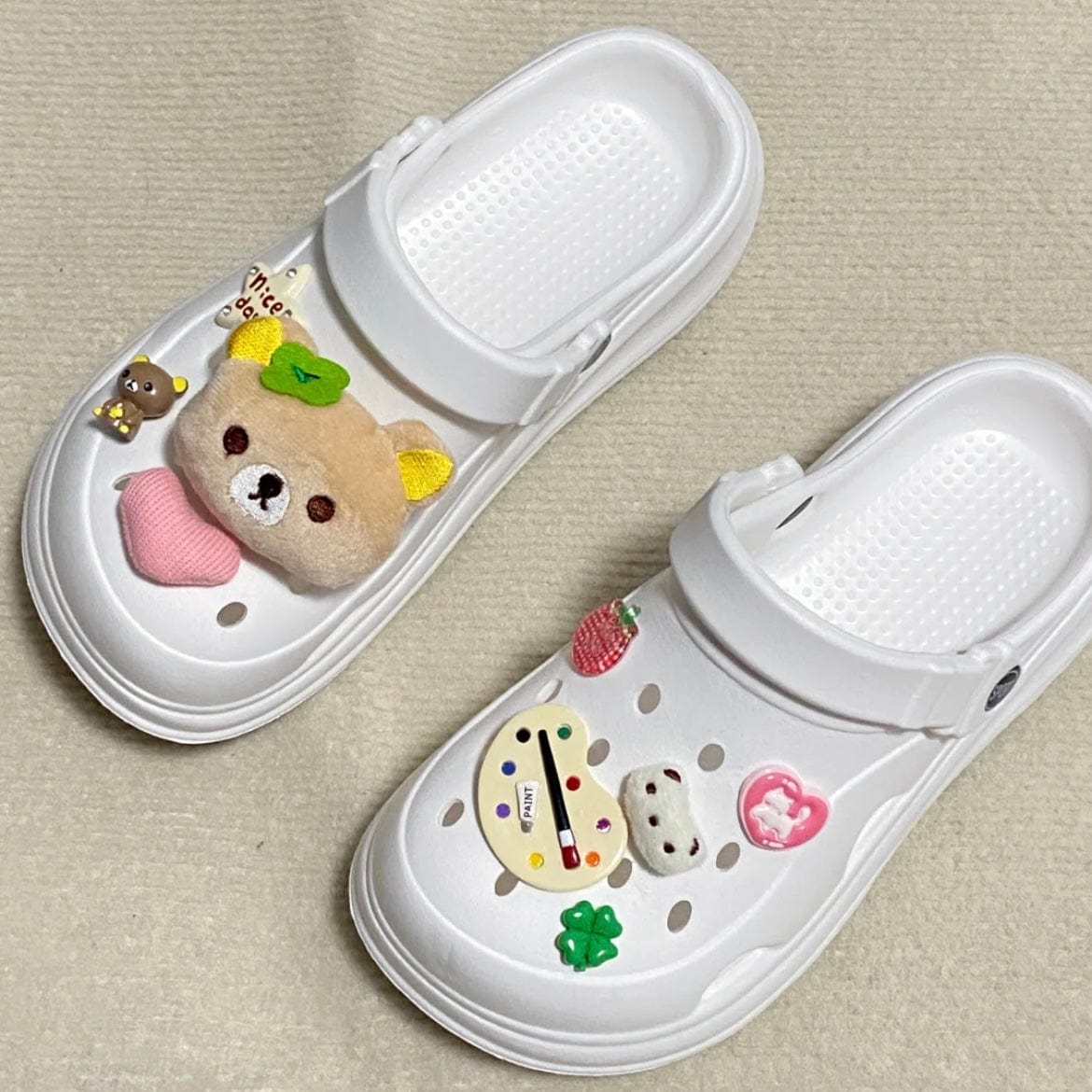 Cute Rilakkuma Lucky Clover Sandals Decoration Shoe Charms - ArtGalleryZen