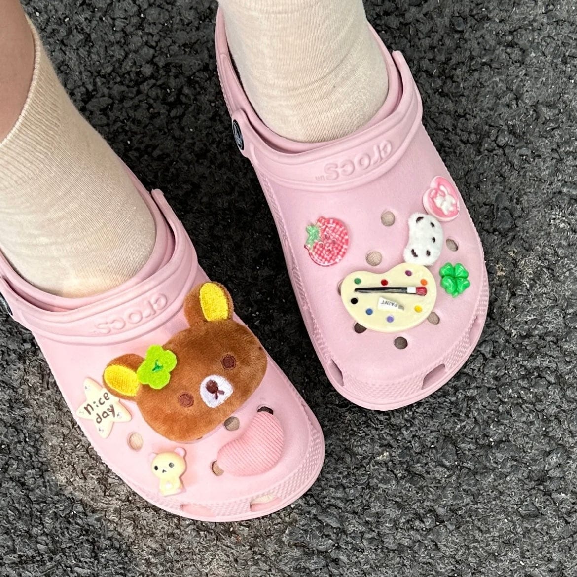 Cute Rilakkuma Lucky Clover Sandals Decoration Shoe Charms - ArtGalleryZen