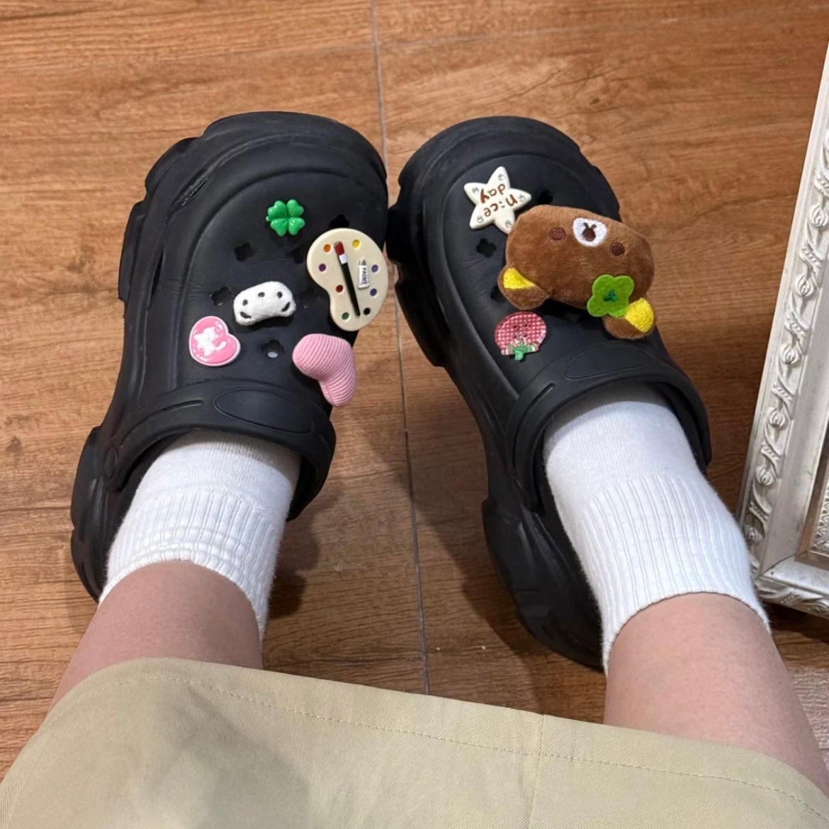 Cute Rilakkuma Lucky Clover Sandals Decoration Shoe Charms - ArtGalleryZen