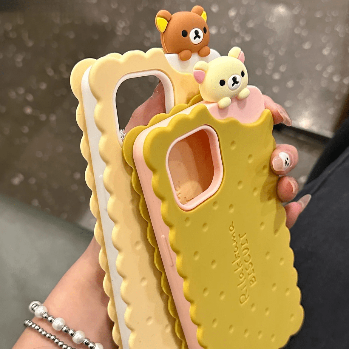 Cute Rilakkuma Sandwich Cookie Silicone iPhone Case