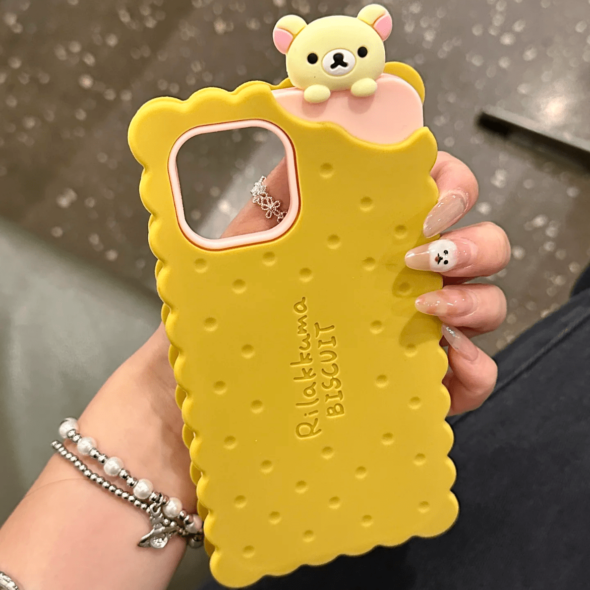 Cute Rilakkuma Sandwich Cookie Silicone iPhone Case