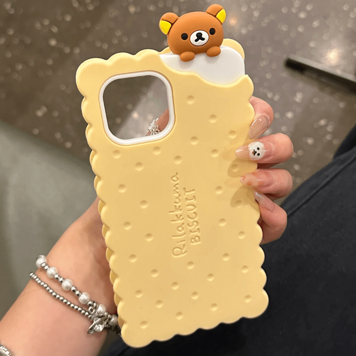 Cute Rilakkuma Sandwich Cookie Silicone iPhone Case