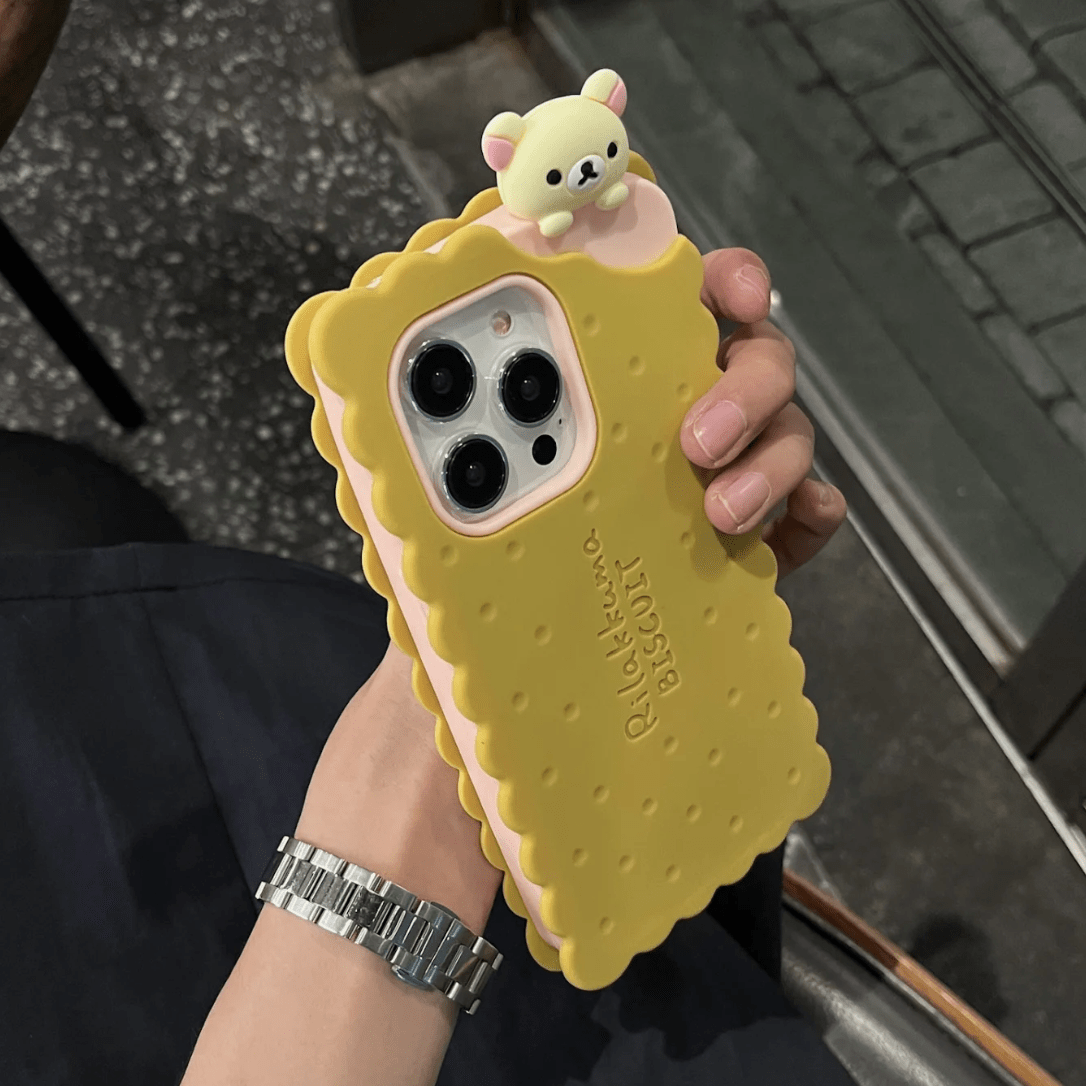 Cute Rilakkuma Sandwich Cookie Silicone iPhone Case