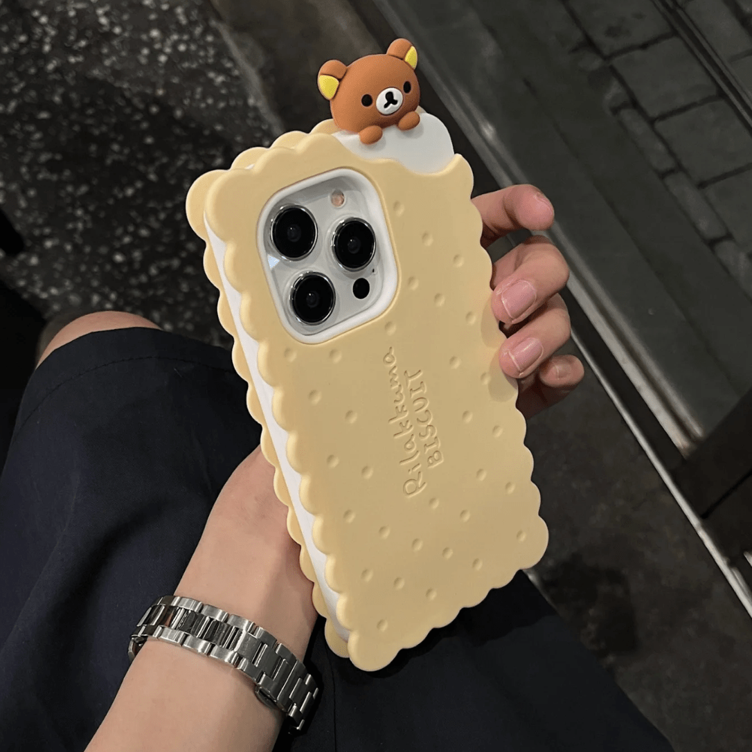 Cute Rilakkuma Sandwich Cookie Silicone iPhone Case