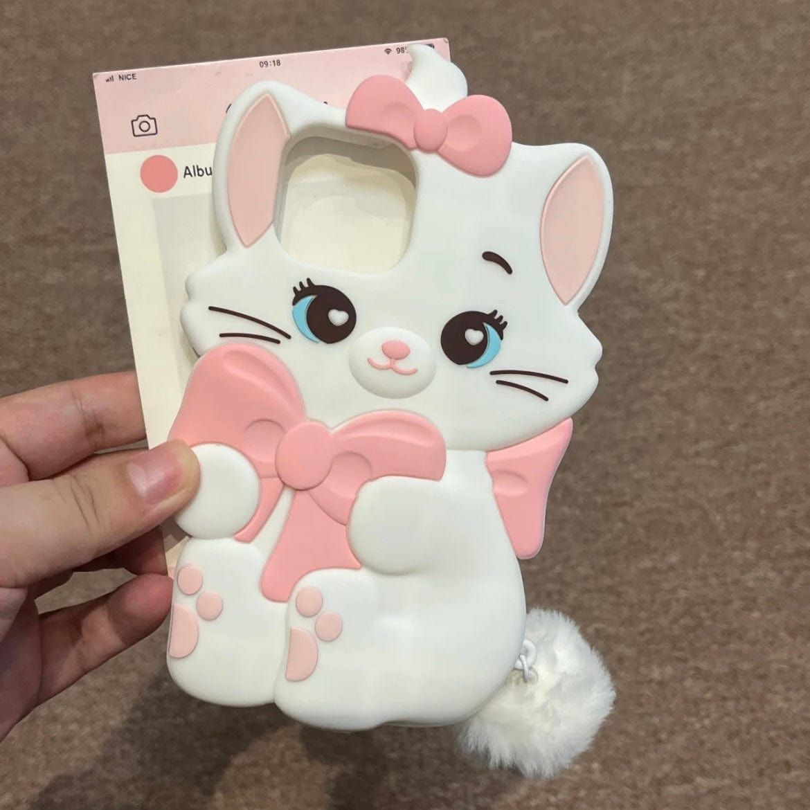 Cute Sanrio Marie Kitten Silicone iPhone Case With Plush Accessories