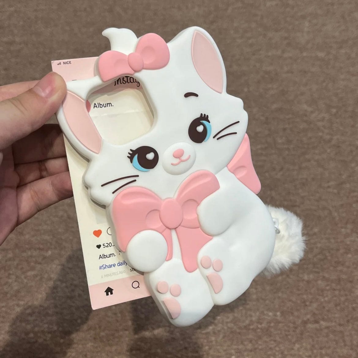 Cute Sanrio Marie Kitten Silicone iPhone Case With Plush Accessories