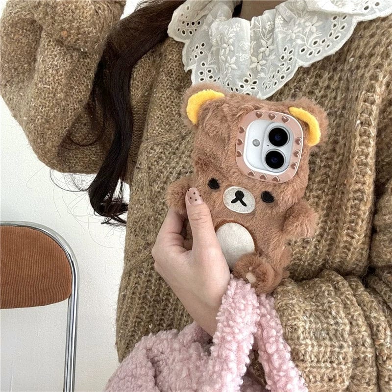 Cute Scarf Bunny Bear Plush iPhone Case - ArtGalleryZen