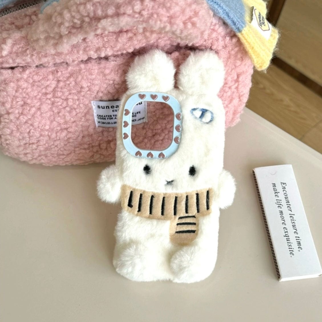 Cute Scarf Bunny Bear Plush iPhone Case - ArtGalleryZen