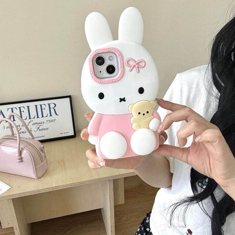 Cute Sitting Miffy Silicone iPhone Case - ArtGalleryZen