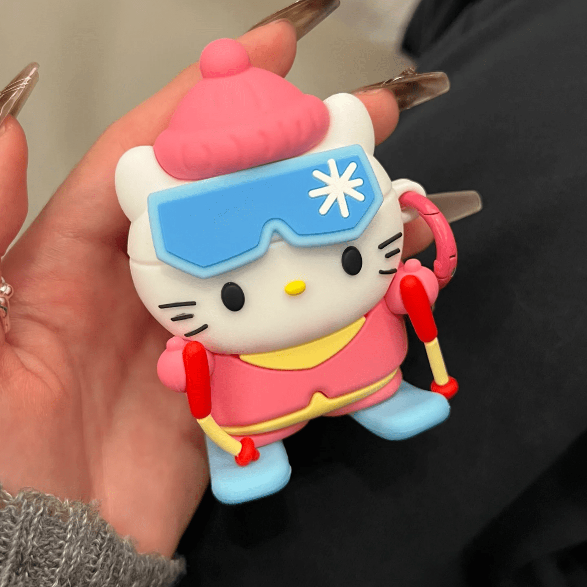 Cute Skiing Sanrio Hello Kitty Silicone AirPods Earphone Case