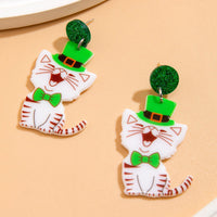 Thumbnail for Cute Smiling Kitten Dangle Earrings - ArtGalleryZen