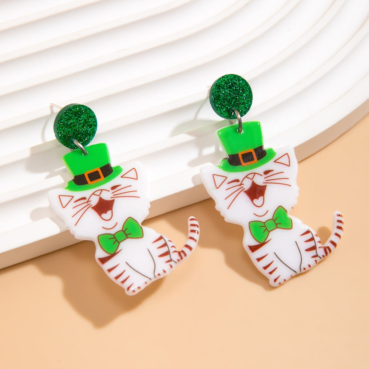 Cute Smiling Kitten Dangle Earrings - ArtGalleryZen