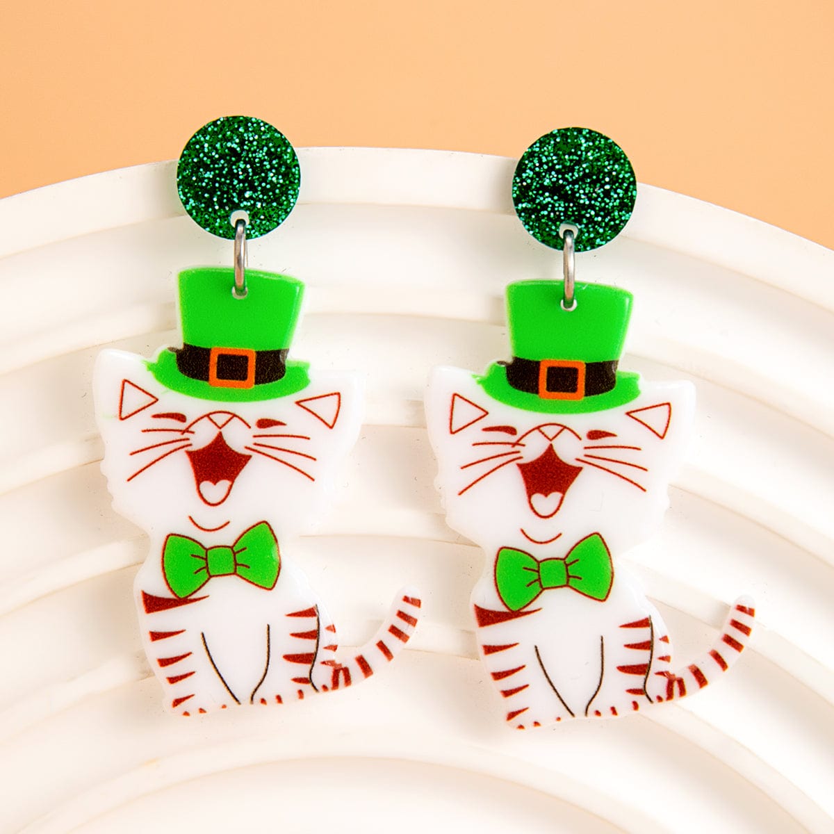 Cute Smiling Kitten Dangle Earrings - ArtGalleryZen