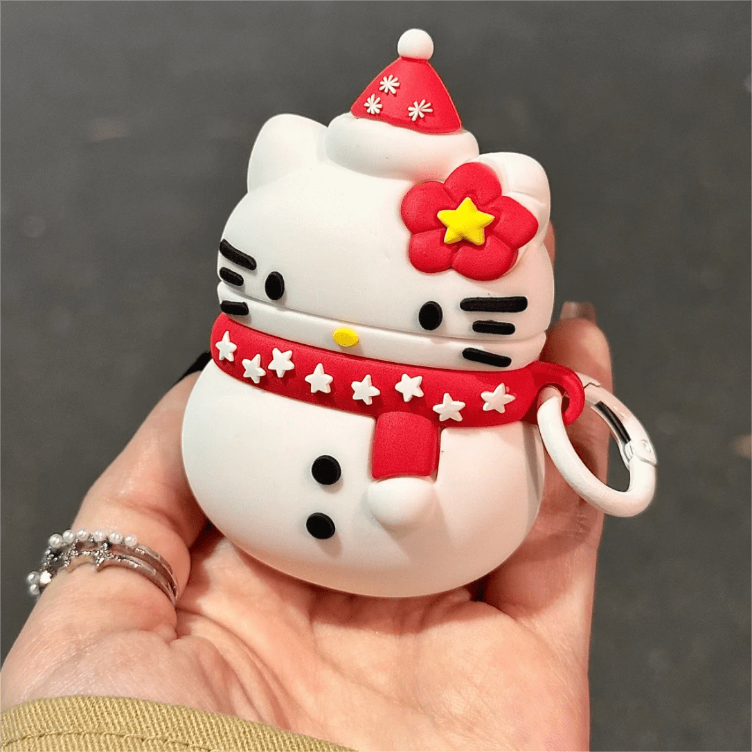 Cute Snowman Sanrio Hello Kitty Silicone AirPods Earphone Case