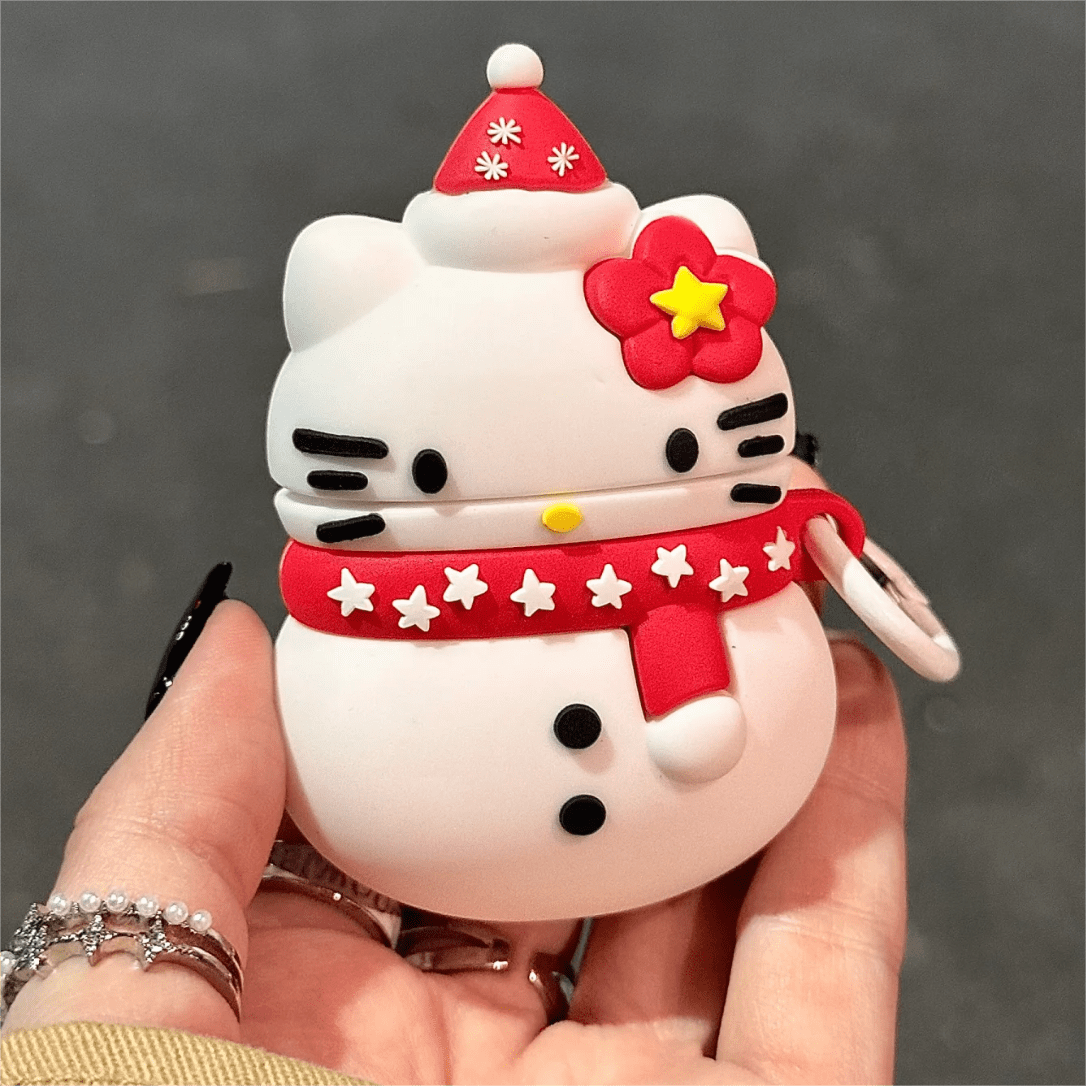 Cute Snowman Sanrio Hello Kitty Silicone AirPods Earphone Case