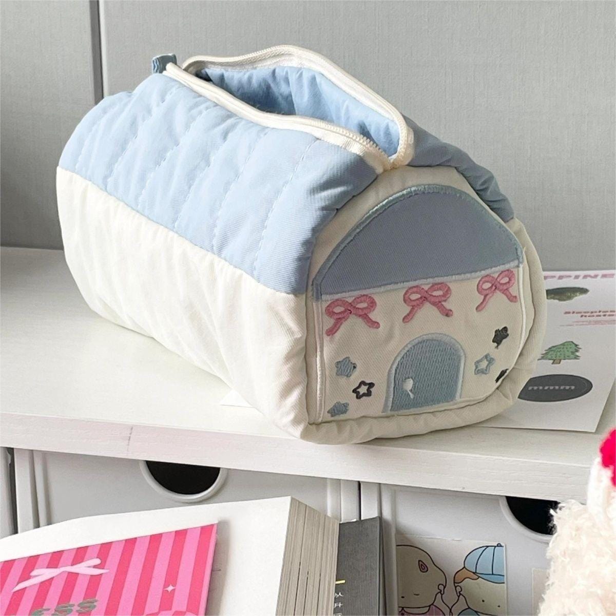 Chic Star Bowknot House Embroidered Pencil Case Storage Bag