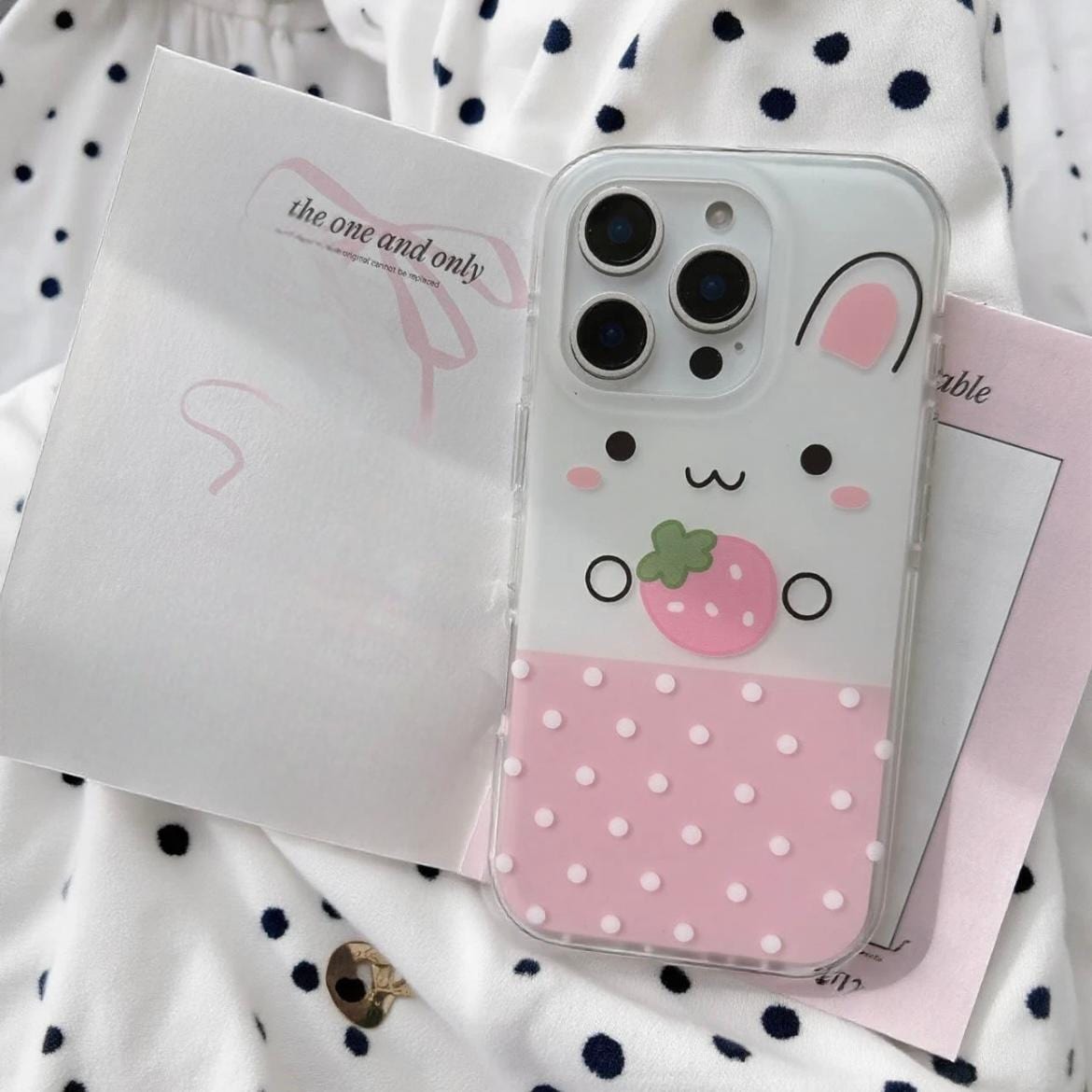 Cute Strawberry Bunny iPhone Case - ArtGalleryZen