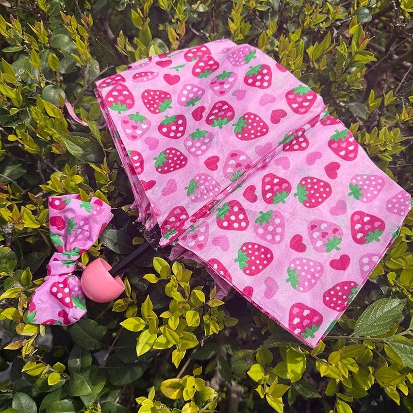 Cute Strawberry Folding Umbrella - ArtGalleryZen