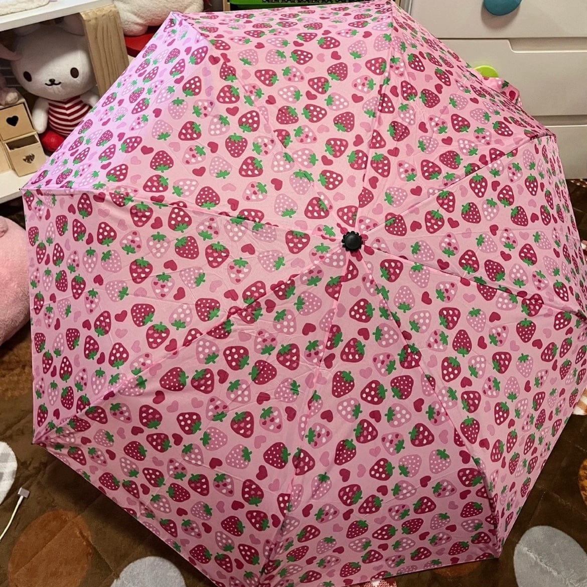 Cute Strawberry Folding Umbrella - ArtGalleryZen