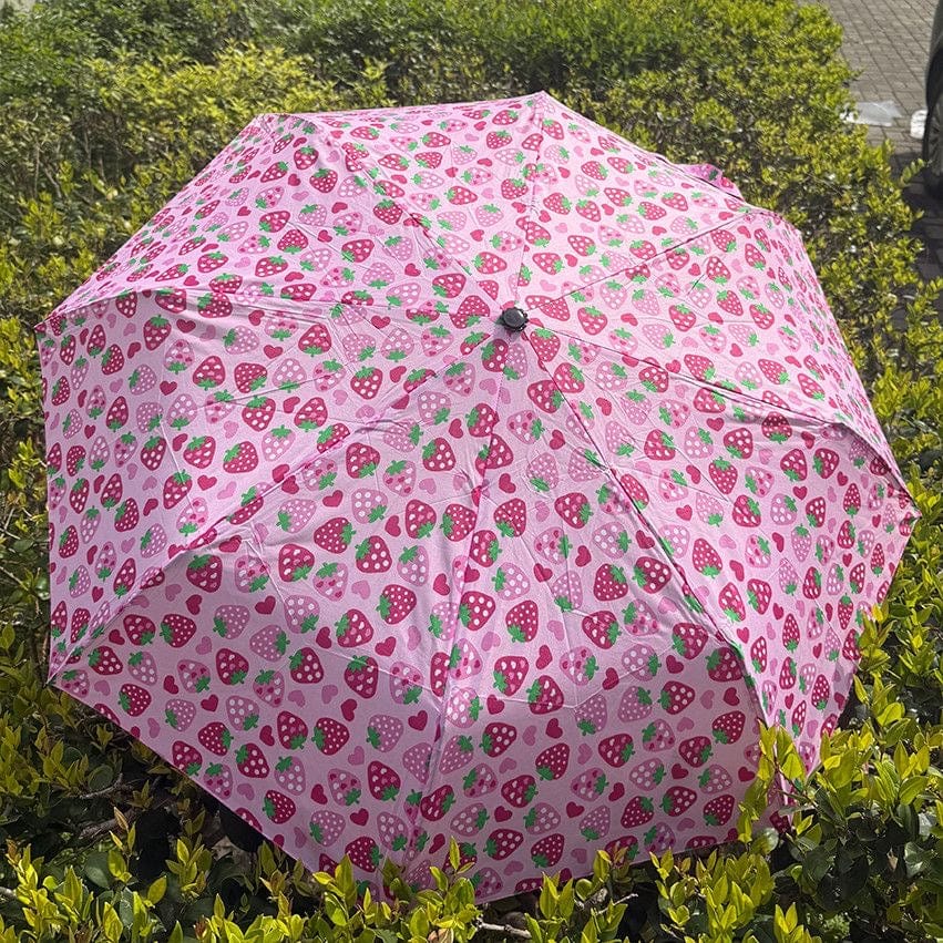 Cute Strawberry Folding Umbrella - ArtGalleryZen