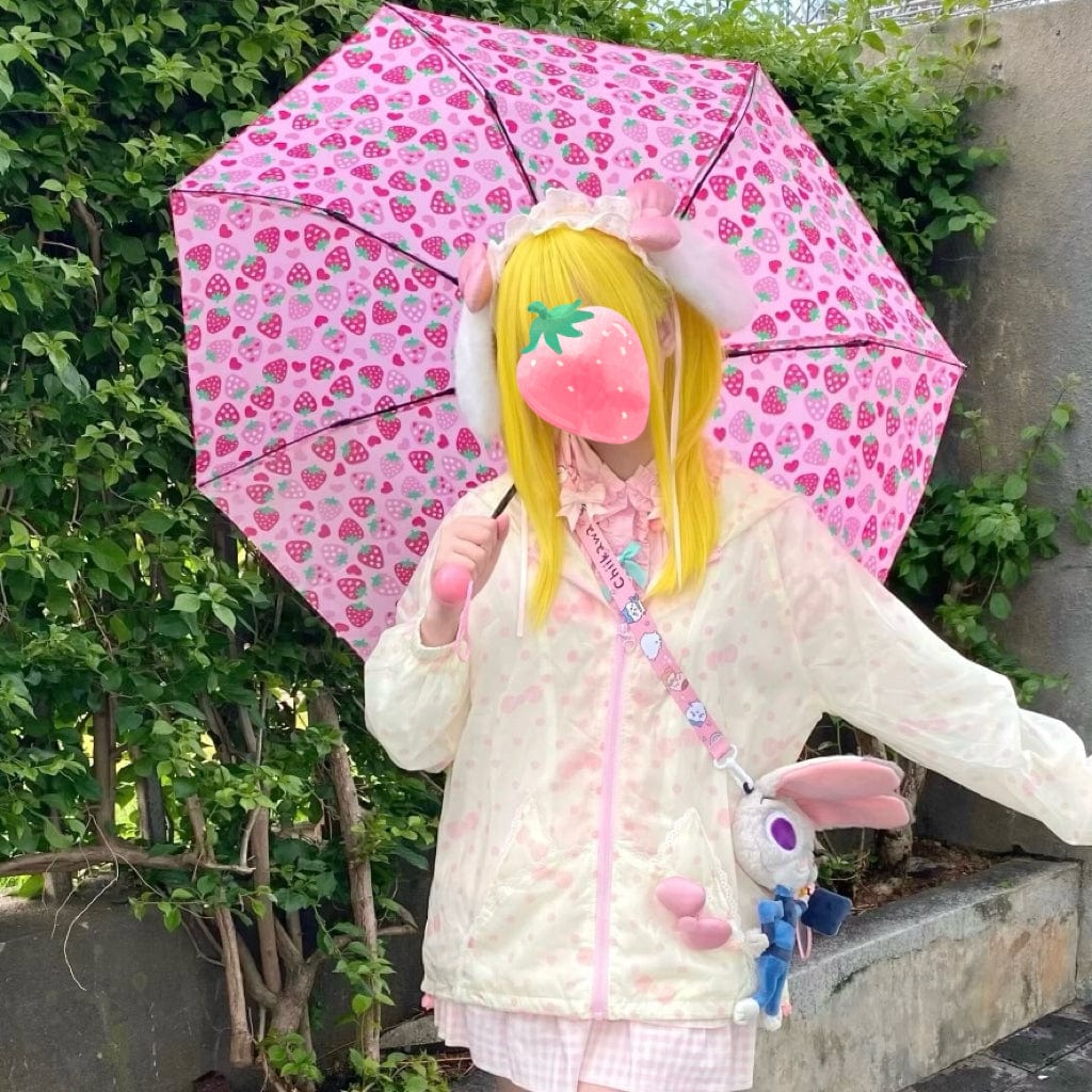 Cute Strawberry Folding Umbrella - ArtGalleryZen