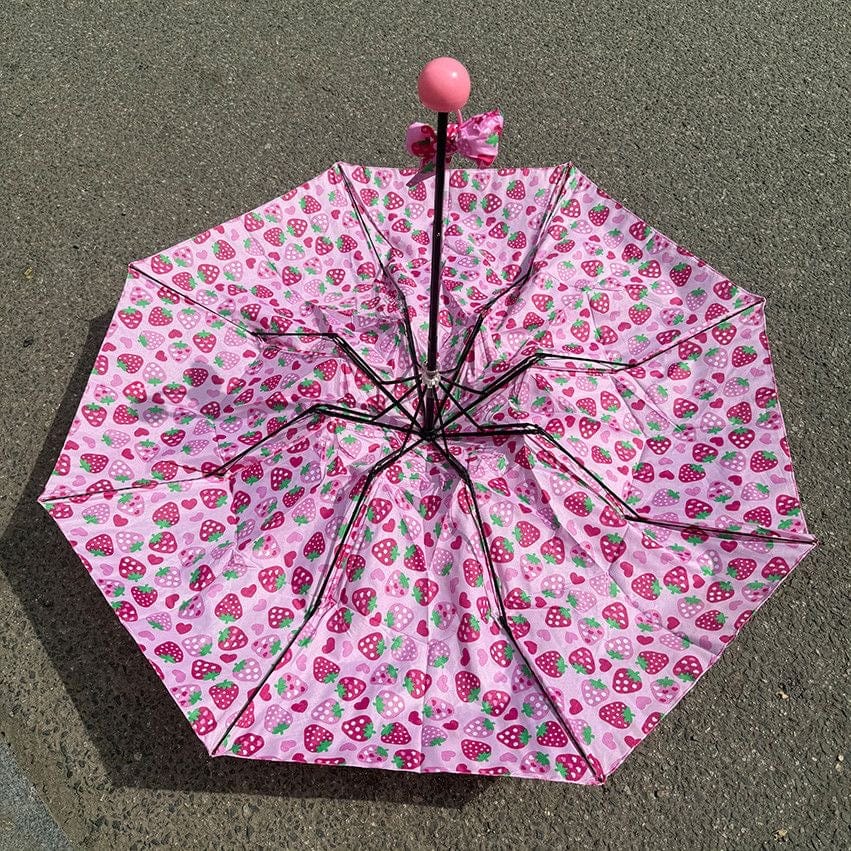Cute Strawberry Folding Umbrella - ArtGalleryZen