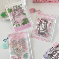 Thumbnail for Cute Strawberry Lucky Clover Candy Bag Kpop Keychain Photocard Holder - ArtGalleryZen