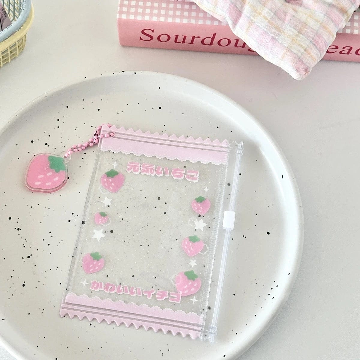 Cute Strawberry Lucky Clover Candy Bag Kpop Keychain Photocard Holder - ArtGalleryZen