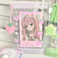 Thumbnail for Cute Strawberry Lucky Clover Candy Bag Kpop Keychain Photocard Holder - ArtGalleryZen