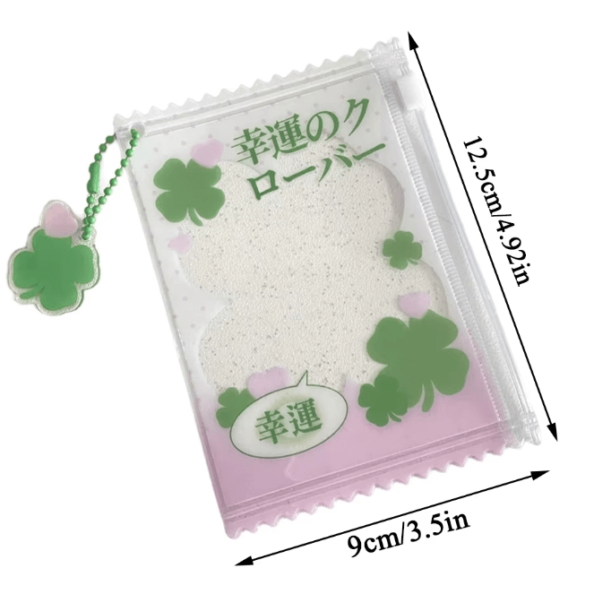 Cute Strawberry Lucky Clover Candy Bag Kpop Keychain Photocard Holder - ArtGalleryZen