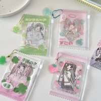 Thumbnail for Cute Strawberry Lucky Clover Candy Bag Kpop Keychain Photocard Holder - ArtGalleryZen