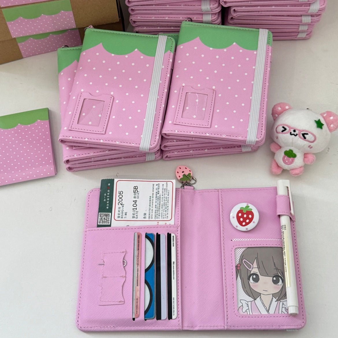 Cute Strawberry Panda Passport Holder Cover - ArtGalleryZen