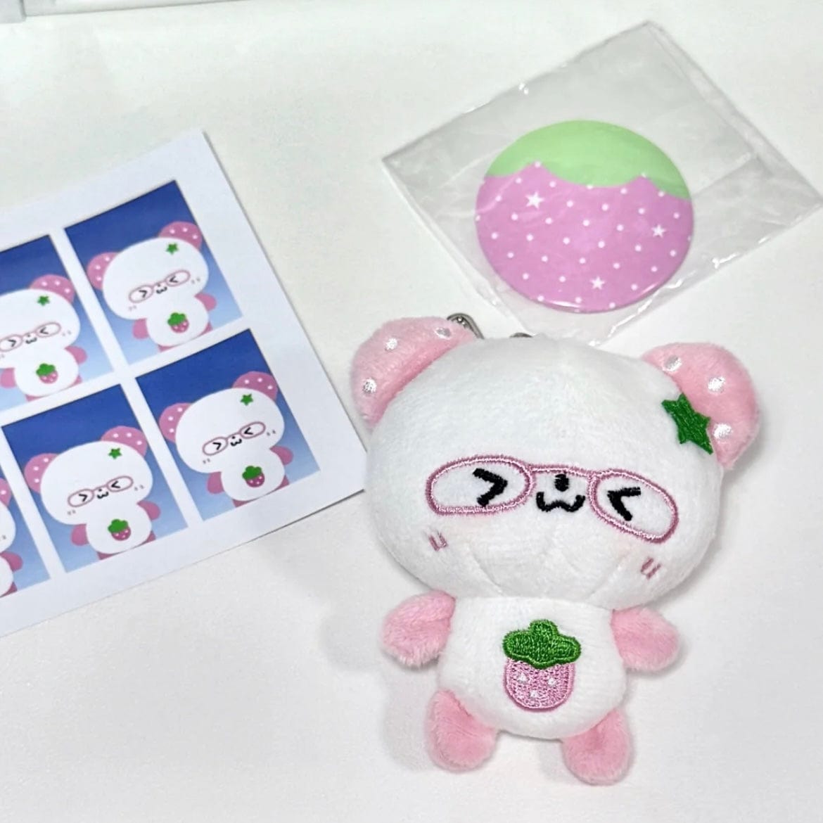 Cute Strawberry Panda Plush Keychain Doll - ArtGalleryZen