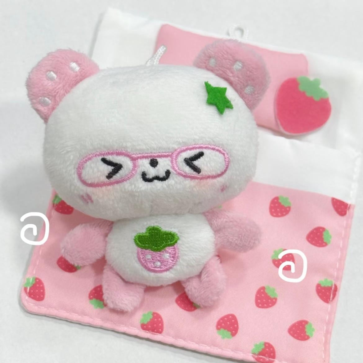 Cute Strawberry Panda Plush Keychain Doll - ArtGalleryZen
